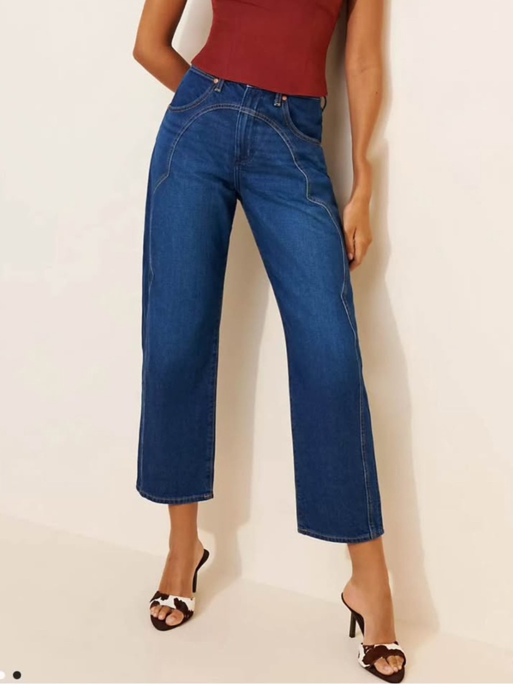Wrangler Dark Blue High-Rise Wide-Leg Jeans